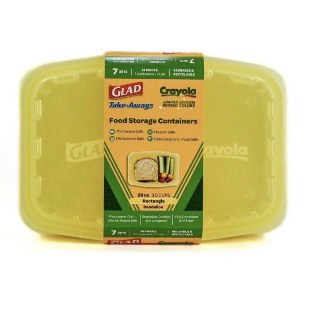 Crayola Yellow Rectangular Food Storage Container Set